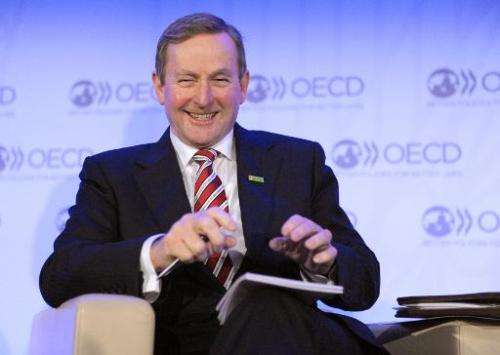 Irish Prime Minister Enda Kenny attends a special conversation event at the OECD headquarters  in Paris on February 7, 2014