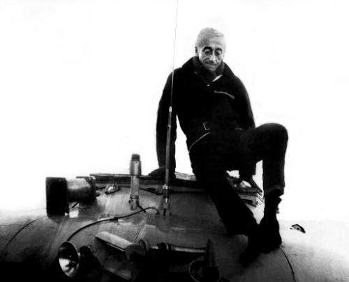 Jacques Cousteau pictured on 31 January 1968 after a research dive