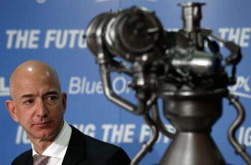 Jeff Bezos, founder of Blue Origin and Amazon.com, at a press conference in Washington on September 17 to announce the new BE-4 