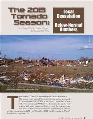 Magazine reporting below average numbers of tornados in 2013