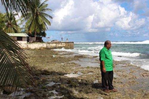 Marshall Islands President Christopher Loeak stands in front of his home in Majuro on August 23, 2014