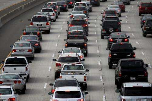 Morning traffic fills the SR2 freeway on April 25, 2013 in Los Angeles, California