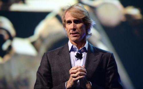 Movie director Michael Bay speaks at the Samsung press event at the Mandalay Bay Convention Center for the 2014 International CE