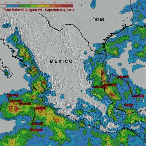 NASA adds up heavy rainfall from Hurricane Norbert
