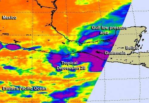 NASA infrared imagery sees heavy rain potential in Tropical Depression 2E