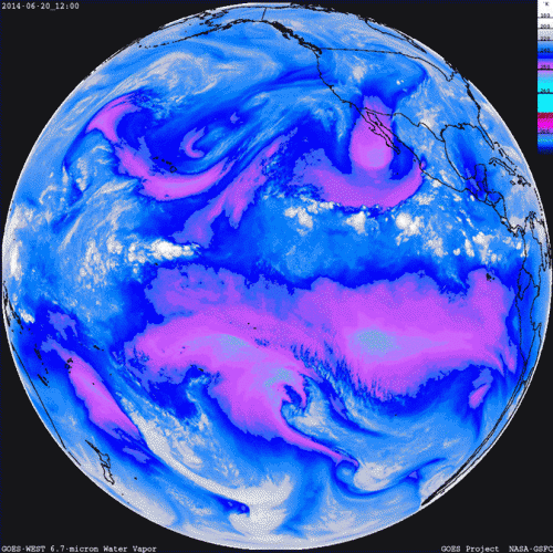 NASA/NOAA water vapor animations over oceans