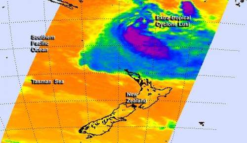 NASA sees an extra-tropical Lusi north of New Zealand