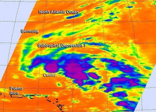 NASA sees birth of Atlantic's subtropical depression seven: Bermuda on watch