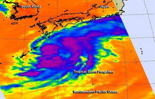 NASA sees large Tropical Storm Fengshen skirting eastern Japan's coastline