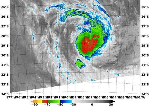 NASA sees strong thunderstorms around Tropical Cyclone Kofi