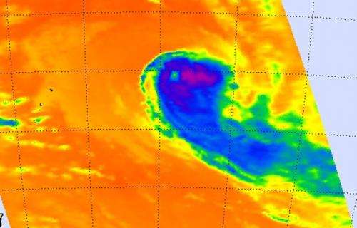 NASA's infrared satellite imagery shows wind shear affecting Cyclone Ian