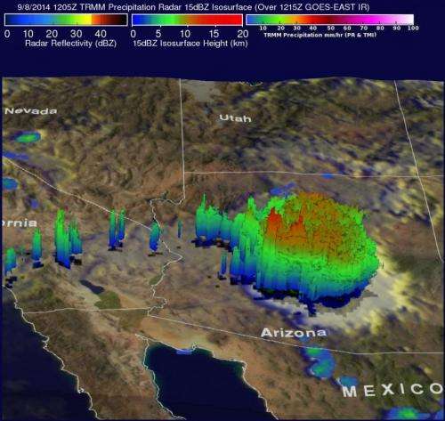 NASA tracks Norbert moisture to Arizona's drenching thunderstorms