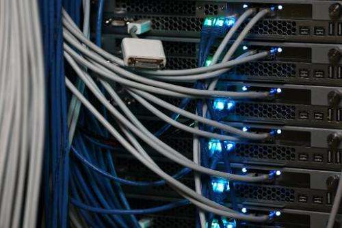 Network cables in a server room seen on November 10, 2014 in New York