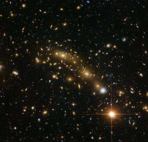 New mass map of a distant galaxy cluster is the most precise yet