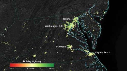 NOAA/NASA satellite sees holiday lights brighten cities