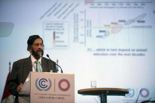 Nobel Peace Prize 2007 laureate Rajendra Pachauri, head of the UN panel of climate scientists, speaks during a high level meetin
