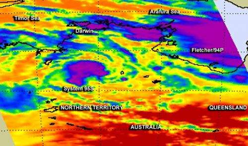 One NASA image, 2 Australian tropical lows: Fletcher and 95S