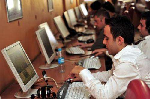 People in an internet cafe in Istanbul on September 3, 2009