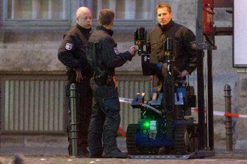 Police prepare a bomb detection robot on December 2, 2014 in Cologne