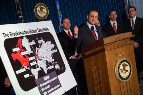 Preet Bharara, US Attorney for the Southern District of New York, speaks at a press conference on May 19, 2014 in New York City
