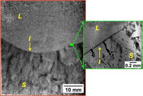 Probing metal solidification nondestructively