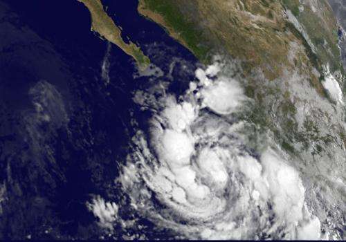 Satellite animation shows formation of Tropical Storm Simon off Mexico's southwestern coast