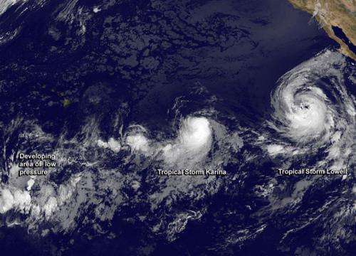 Satellite eyes a big influence on Tropical Storm Karina