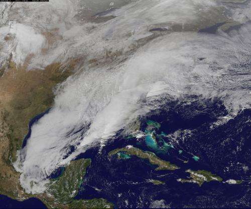 Satellite video shows movement of major US winter storm
