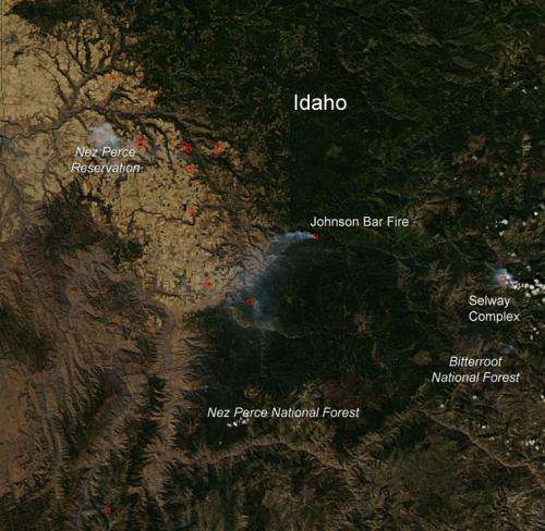 Selway complex and Johnson Bar fires in Idaho