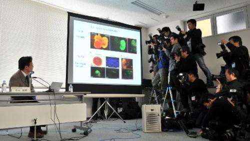 Shunsuke Ishii, head of Riken's probe committee, at a press conference in Tokyo on March 14, 2014