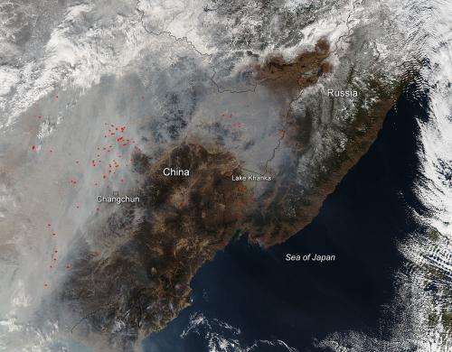 Smoke and haze over China