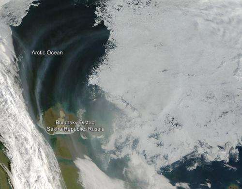 Smoke from Russian fires over Arctic Sea