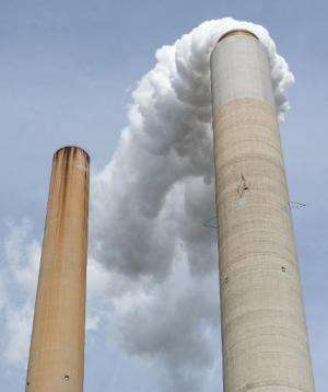 Smoke stacks at American Electric Power's (AEP) Mountaineer coal power plant in West Virginia on 
October 30, 2009