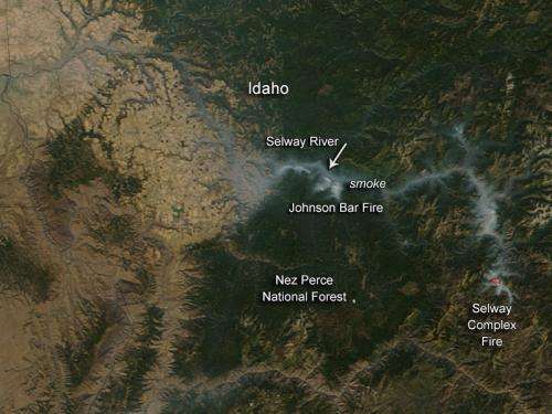 Smoke wafts over the Selway Valley in Idaho