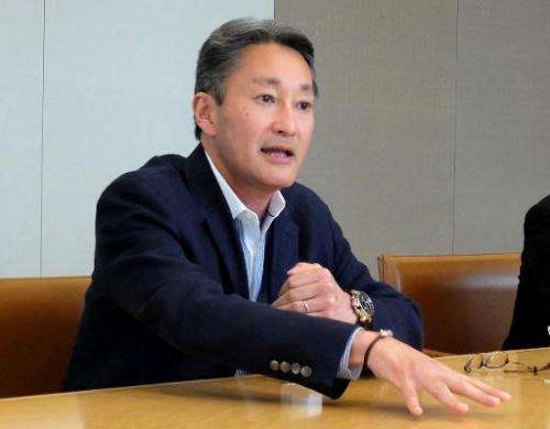 Sony president Kazuo Hirai speaks to reporters at a round table meeting at the company's headquarters in Tokyo on May 26, 2014