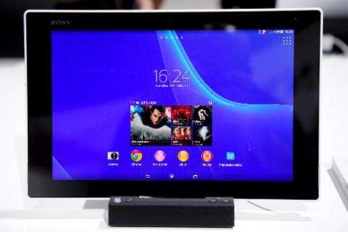 Sony's Xperia tablet Z2, seen displayed in Barcelona, on February 25, 2014, on the second day of the Mobile World Congress
