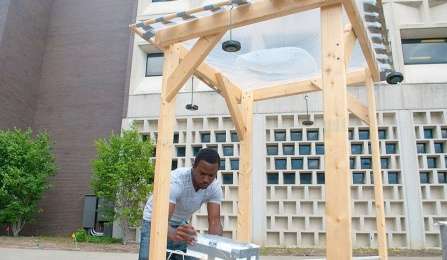 Student’s six-foot water and solar-powered lens purifies polluted water