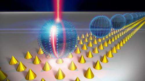Symphony of nanoplasmonic and optical resonators produces laser-like light emission