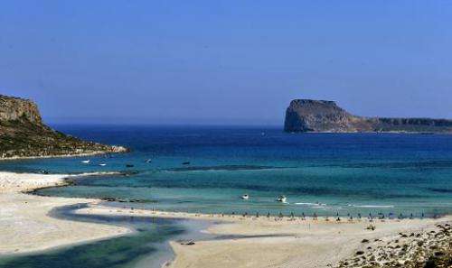 The Balos beach on the Gramvousa peninsula, northwestern Crete Island on July 15, 2010
