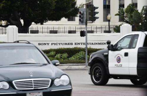 The entrance of Sony Pictures Studios in Culver City, California is seen December 16, 2014