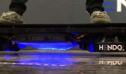 The Hendo Hoverboard levitates on conductive surfaces: defying gravity, it floats about an inch above the ground, powered by fou