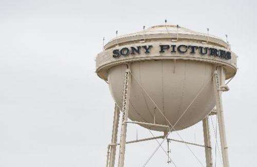 The historic water tower at Sony Pictures Studios in Culver City, California is seen on December 16, 2014