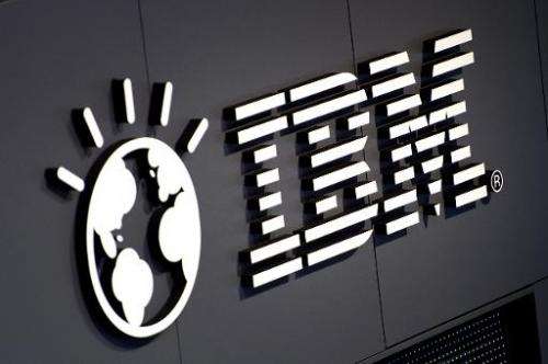 The IBM logo pictured on March 5, 2012 at their booth prior to the opening of the CeBIT IT fair in Hanover, Germany