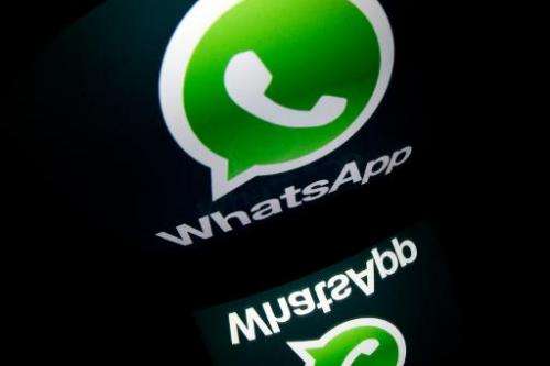The logo of mobile app &quot;WhatsApp&quot; is displayed on a tablet on January 2, 2014 in Paris