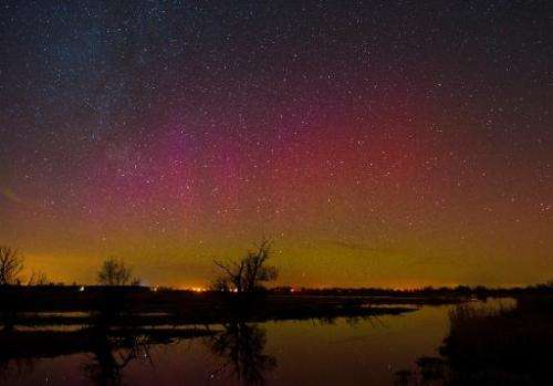 The night sky over the river Havel in Guelpe, northeastern Germany, on February 23, 2014