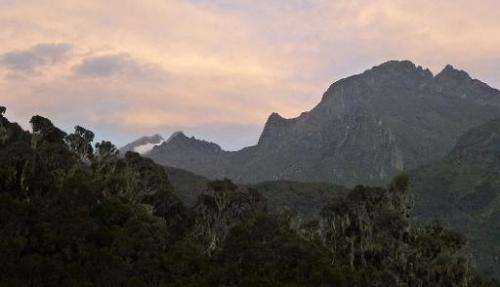 The Rwenzori mountain range on the border between Uganda and the Democratic Republic of Congo on March 8, 2014