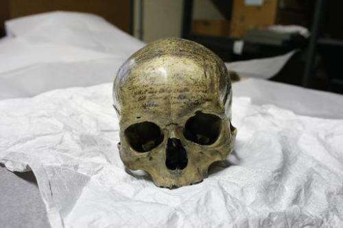 The skull of French philosopher, mathematician and physicist Rene Descartes, seen at Musee de l'Homme (Museum of Mankind) on Mar