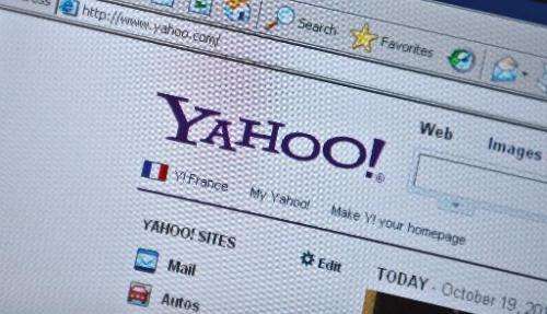 The Yahoo homepage is seen on a computer screen in Washington, DC on October 19, 2010