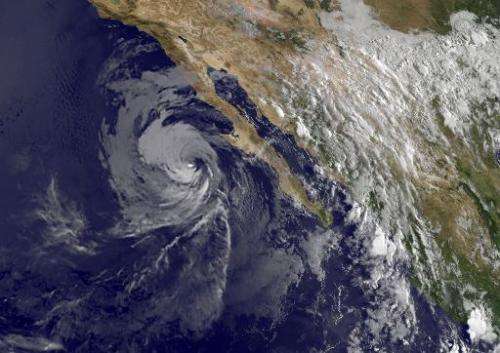 This NASA satellite image shows Hurricane Norbert over Baja, Callifornia on September 6, 2014