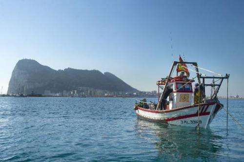 This photo was taken on August 16, 2013 of a boat far from the area where Gibraltar dropped controversial artificial reefs that 